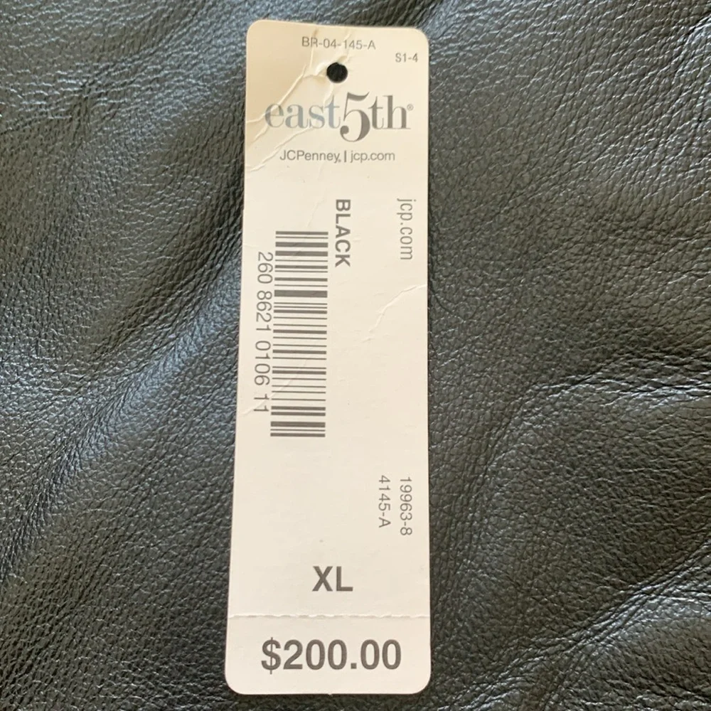 East 5th sz XL black genuine leather longer length coat